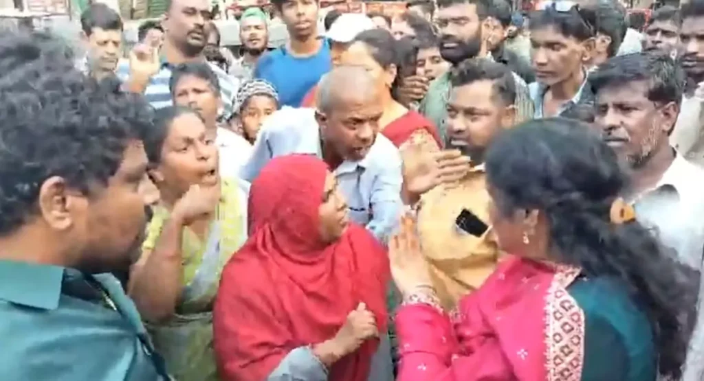 Tension Escalates as Illegal Structures Removed from Footpath in Borabanda; GHMC ACP Woman Officer Attacked by Locals